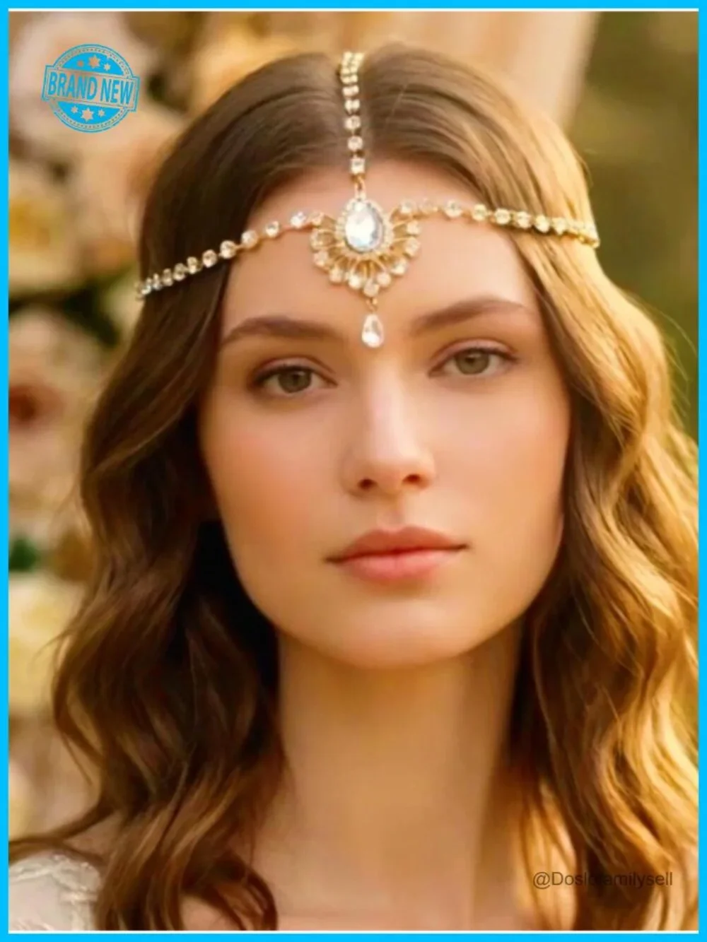 Crystal Head Chain Jewelry Rhinestone Hair Chain Boho Bridal Headpiece